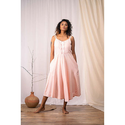 Taraasi Budding Beauty' Blush Pink Mulmul Cotton Dress