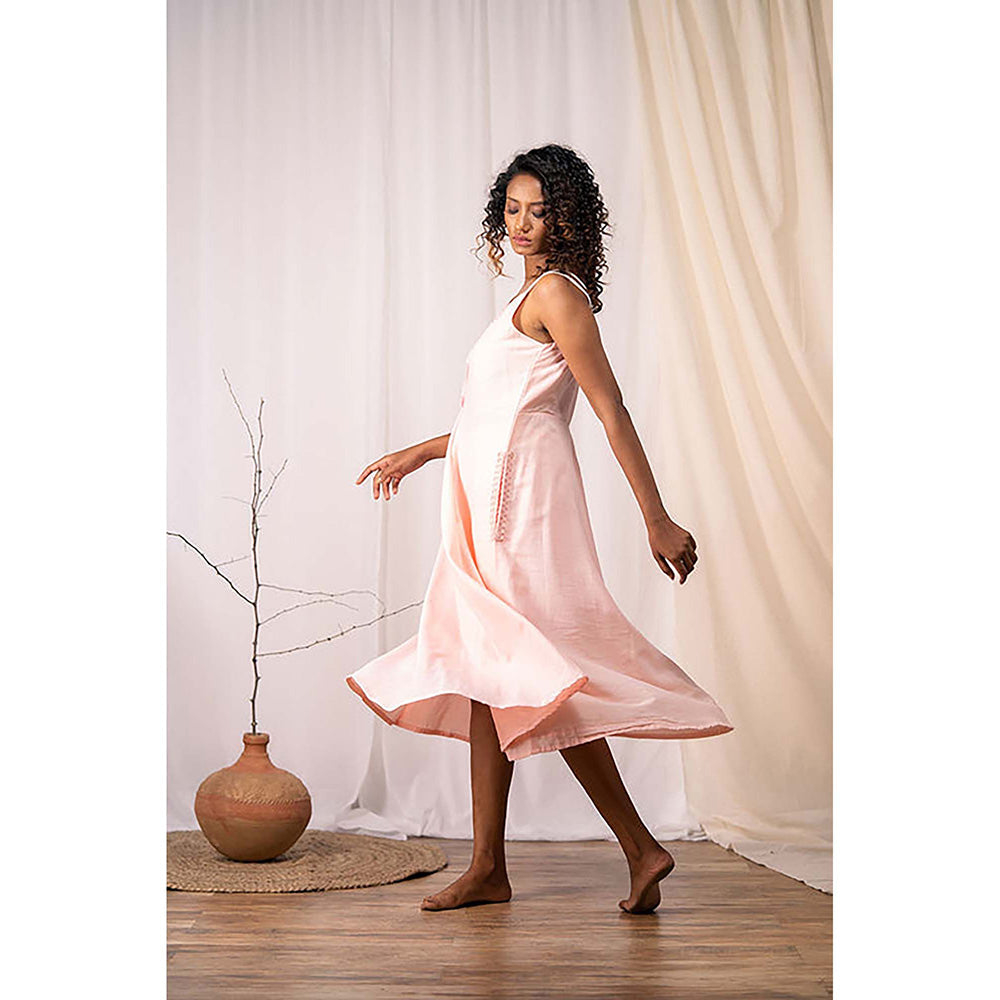 Taraasi Budding Beauty' Blush Pink Mulmul Cotton Dress