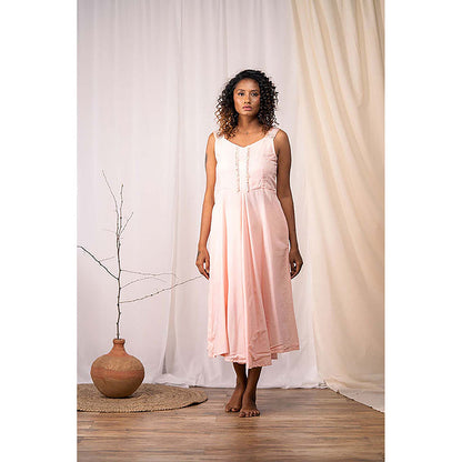 Taraasi Rosemary' Blush Pink Mulmul Cotton Dress