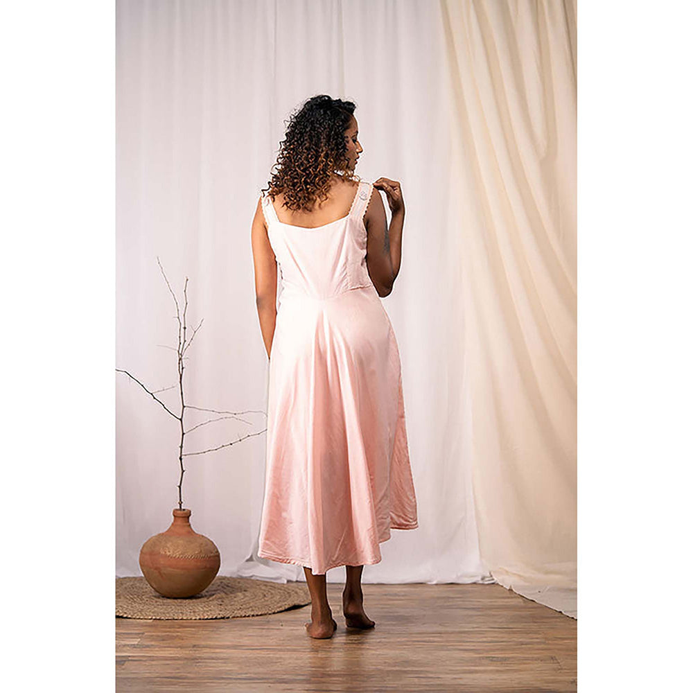 Taraasi Rosemary' Blush Pink Mulmul Cotton Dress