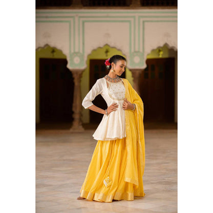 Taraasi QURBAT' Sunshine Yellow Mulmul Cotton Dupatta