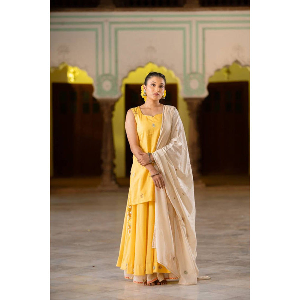 Taraasi SAANJH' Cream Mulmul Cotton Dupatta