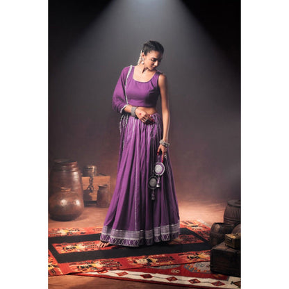 Taraasi Purple Mulmul Cotton Crinkled Dupatta