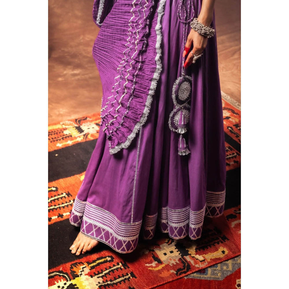 Taraasi Purple Mulmul Cotton Crinkled Dupatta