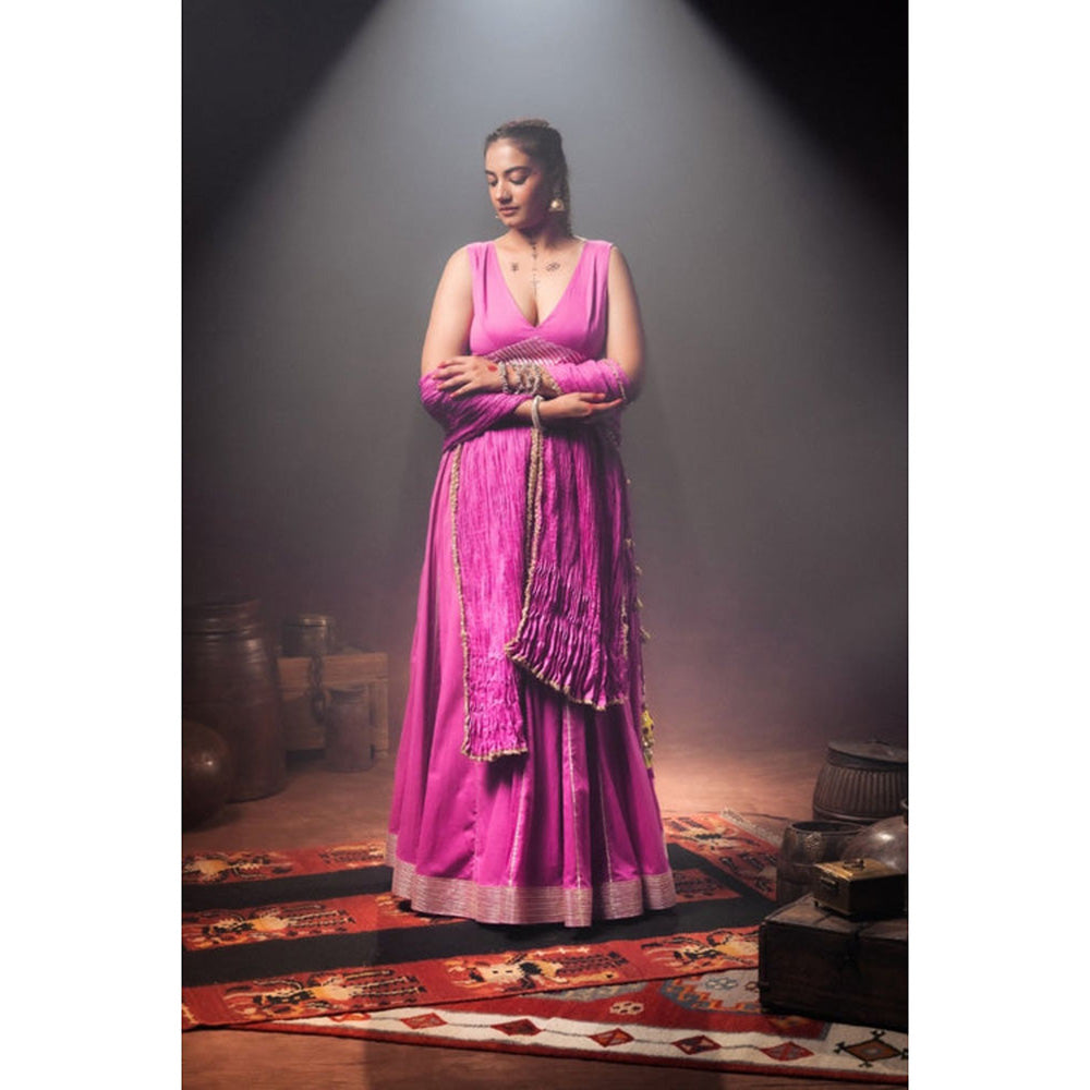 Taraasi Purple Mulmul Cotton Crinkled Dupatta