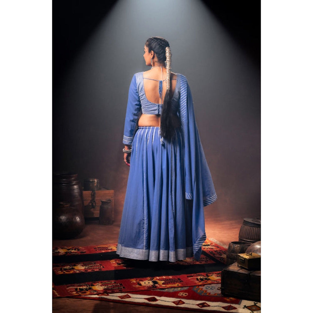 Taraasi QURBAT' Blue Mulmul Cotton Dupatta