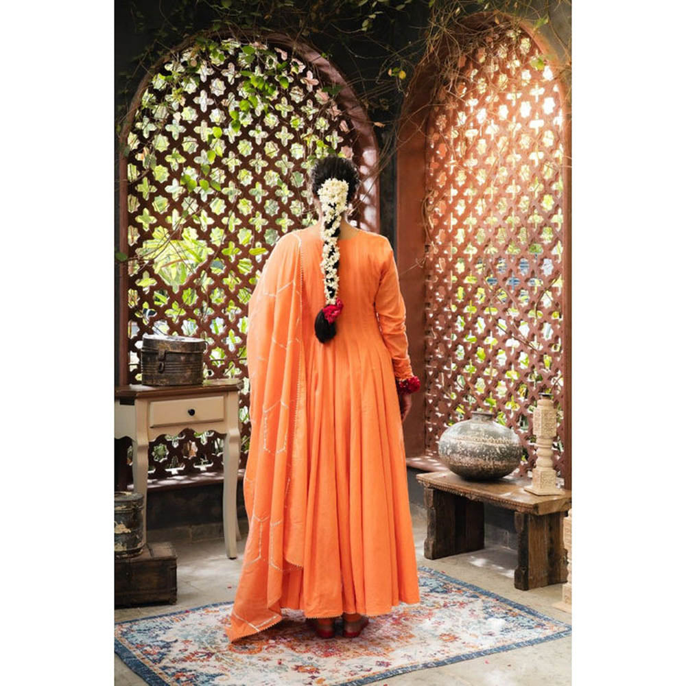 Taraasi Orange Mulmul Cotton Dupatta