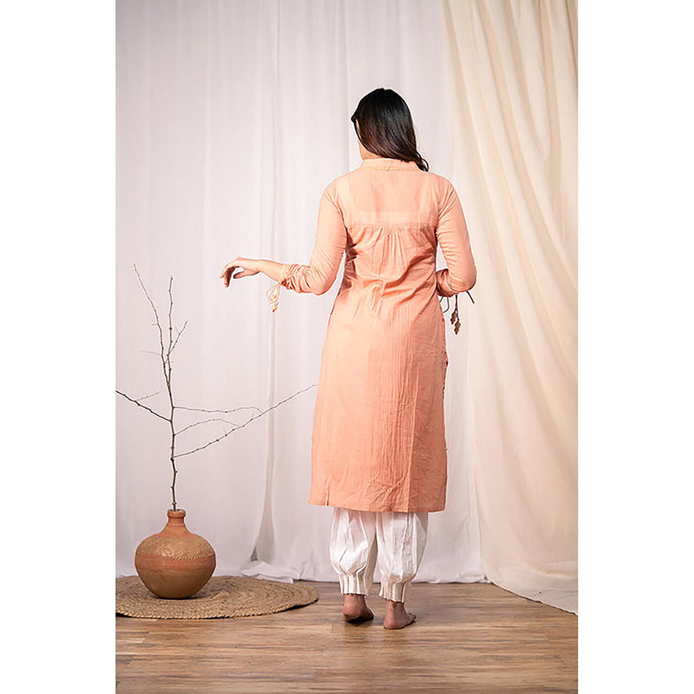 Taraasi GO ROUND AND ROUND' Rusty Rose Mulmul Cotton Dress