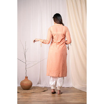 Taraasi GO ROUND AND ROUND' Rusty Rose Mulmul Cotton Dress