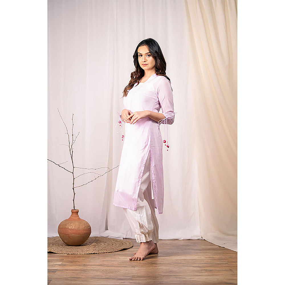 Taraasi GO ROUND AND ROUND' Lavender Mulmul Cotton Dress