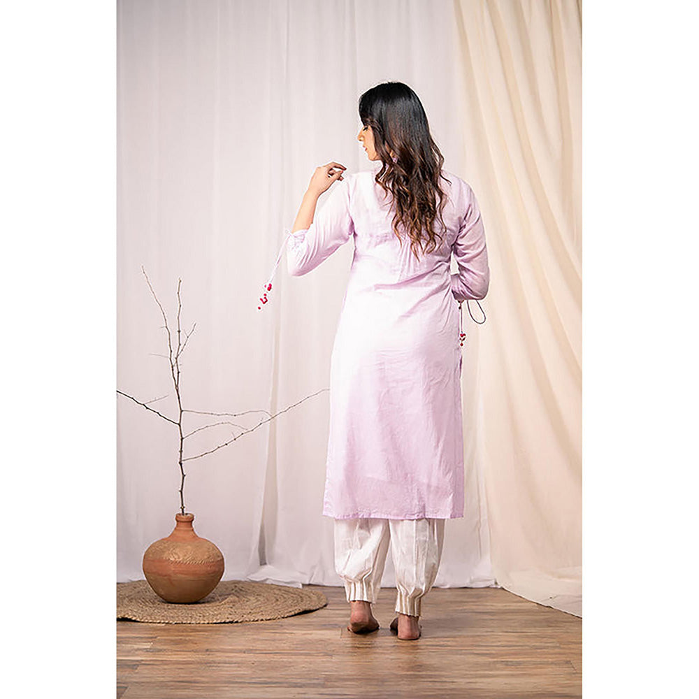Taraasi GO ROUND AND ROUND' Lavender Mulmul Cotton Dress