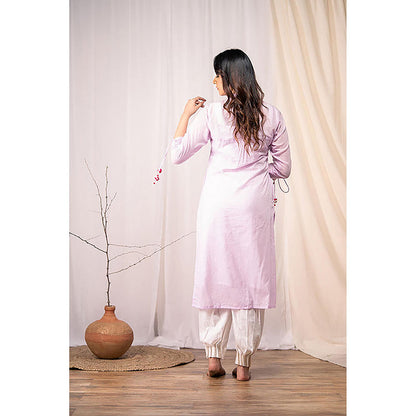 Taraasi GO ROUND AND ROUND' Lavender Mulmul Cotton Dress