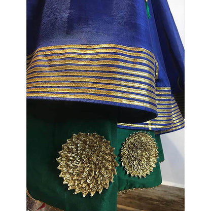 Taraasi Neelkamal Blue Double Layered Handloom Chanderi Silk Kalidar Ghaghara Skirt