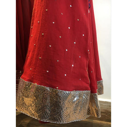 Taraasi Sindoori Red Mulmul Cotton Kalidar Ghaghara Skirt