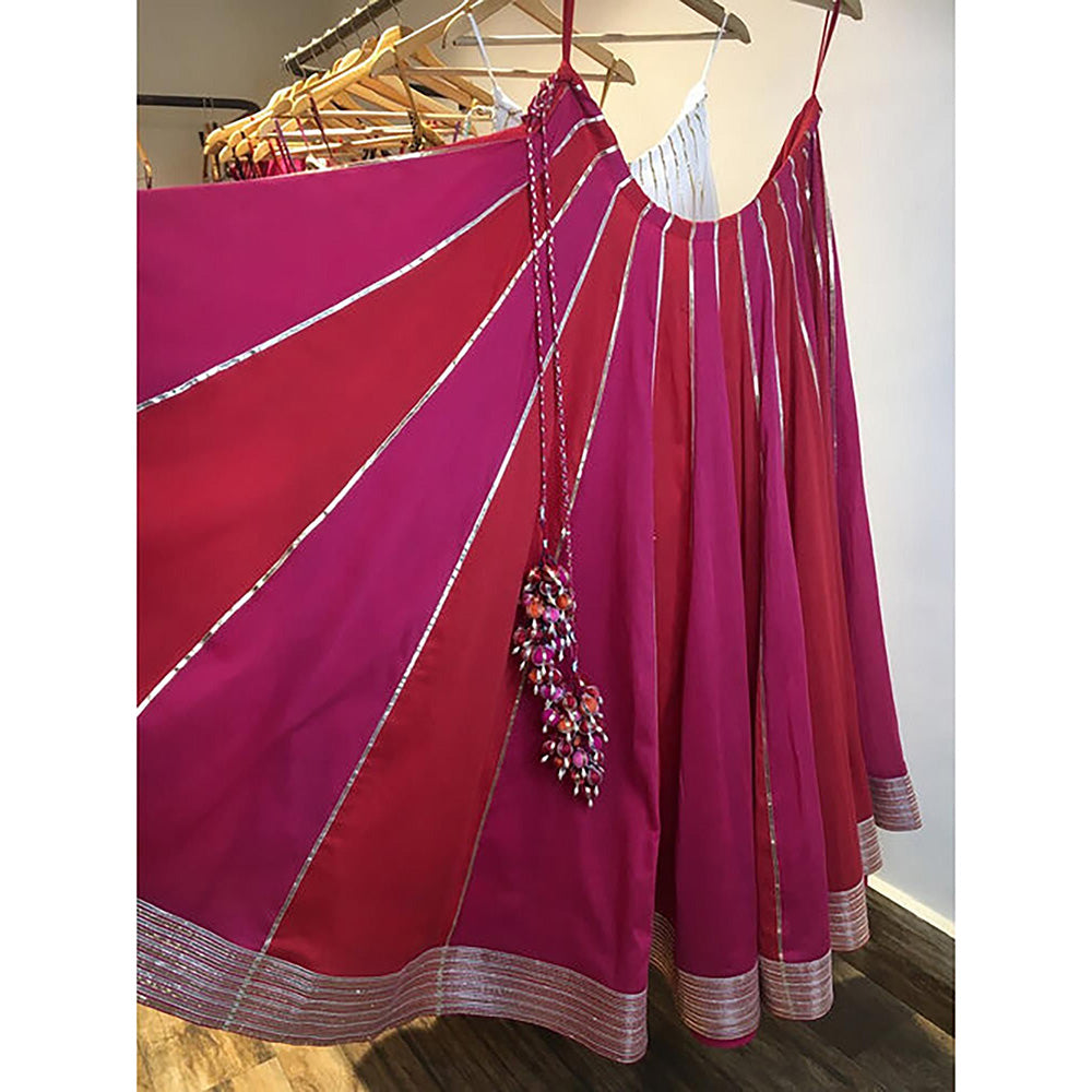 Taraasi Surkh Gulabi Red Mulmul Cotton Kalidar Ghaghara Skirt