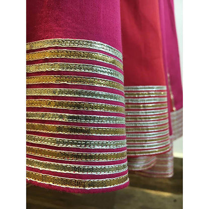 Taraasi Surkh Gulabi Red Mulmul Cotton Kalidar Ghaghara Skirt