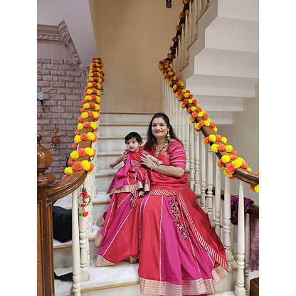 Taraasi Surkh Gulabi Red Mulmul Cotton Kalidar Ghaghara Skirt