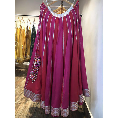 Taraasi Surkh Gulabi Red Mulmul Cotton Kalidar Ghaghara Skirt