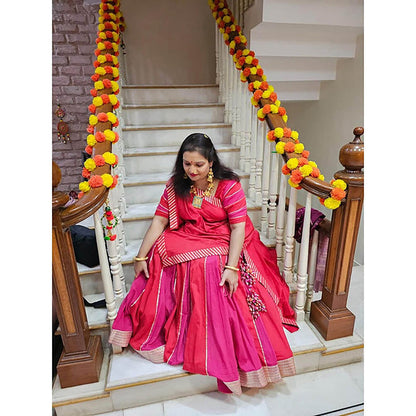 Taraasi Surkh Gulabi Red Mulmul Cotton Kalidar Ghaghara Skirt