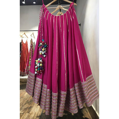 Taraasi Sitara Rani Pink Mulmul Cotton Kalidar Ghaghara Skirt