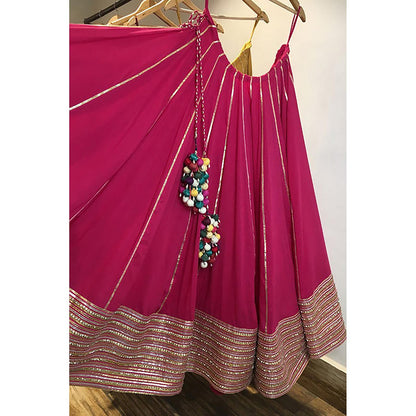 Taraasi Sitara Rani Pink Mulmul Cotton Kalidar Ghaghara Skirt