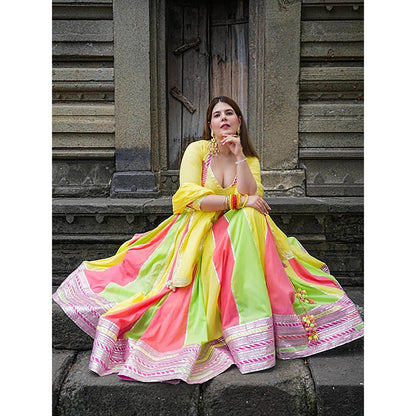 Taraasi Raas Leela Multi Color Mulmul Cotton Kalidar Ghaghara Skirt