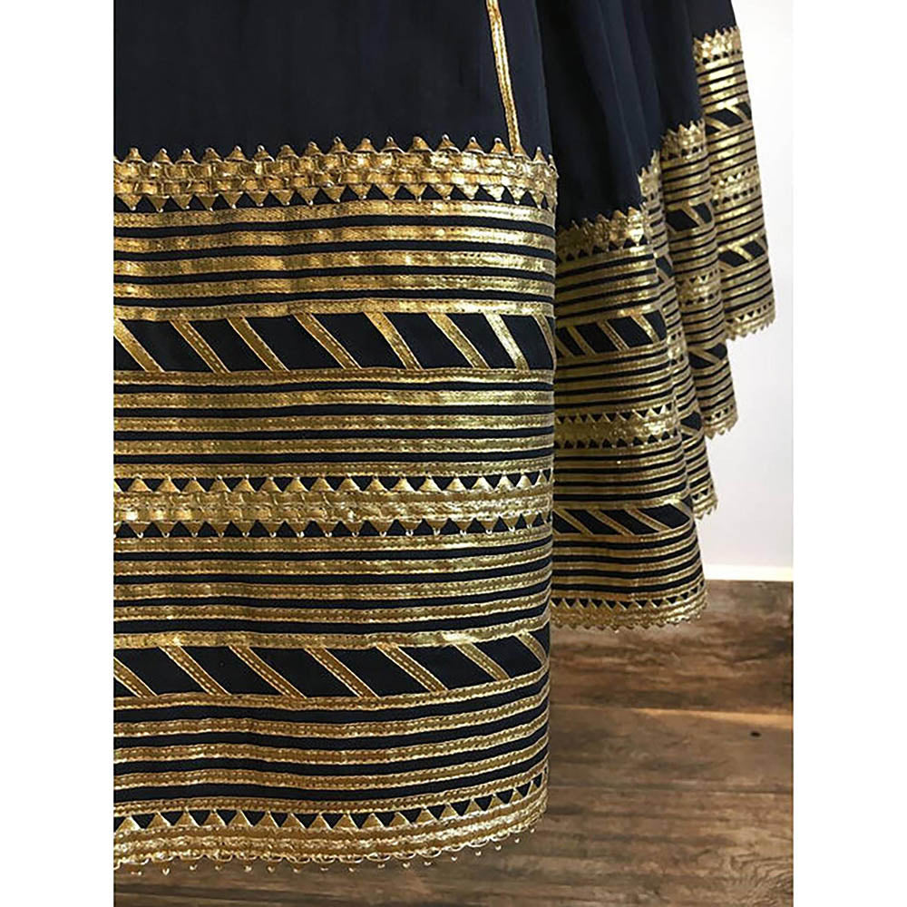 Taraasi Noorjahan Black Mulmul Cotton Kalidar Ghaghara Skirt