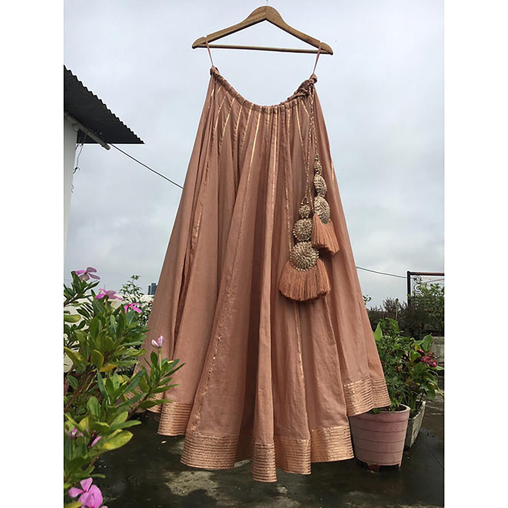 Taraasi Dilshaad Peach Mulmul Cotton Kalidar Ghaghara Skirt