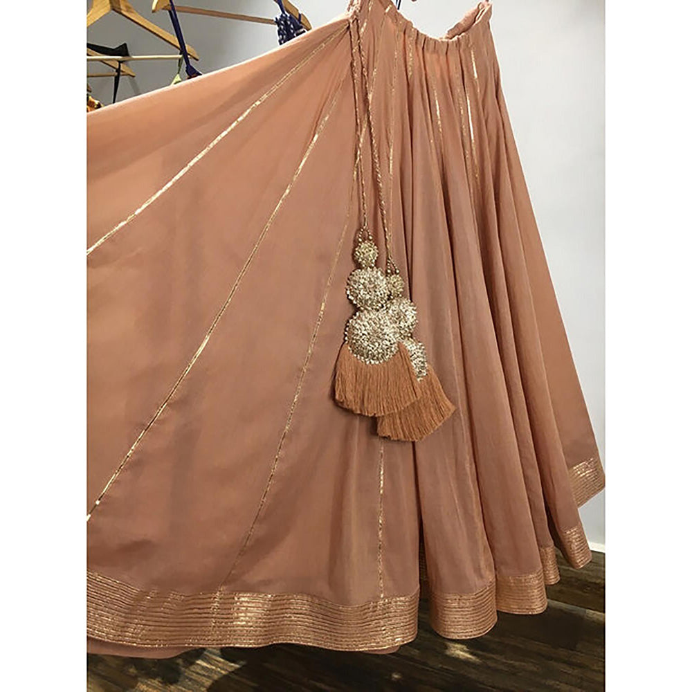 Taraasi Dilshaad Peach Mulmul Cotton Kalidar Ghaghara Skirt