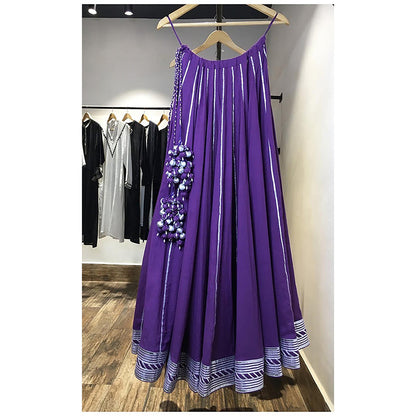 Taraasi Jamunia Purple Mulmul Cotton Kalidar Ghaghara Skirt