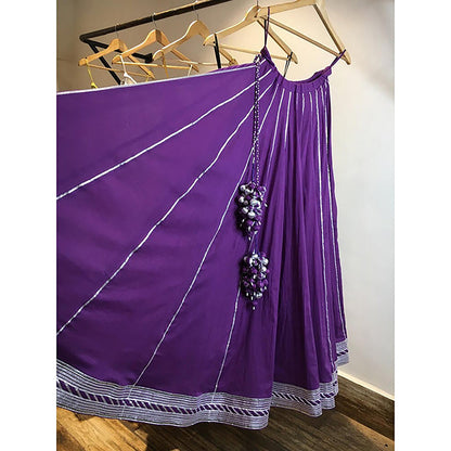 Taraasi Jamunia Purple Mulmul Cotton Kalidar Ghaghara Skirt