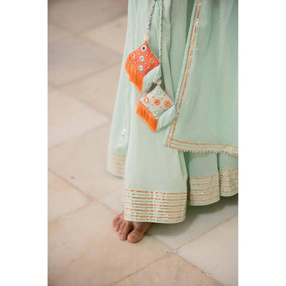 Taraasi Chandni Mint Green Mulmul Cotton Kalidar Ghaghara Skirt