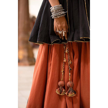 Taraasi Nakhrali Rust Mulmul Cotton Kalidar Ghaghara Skirt