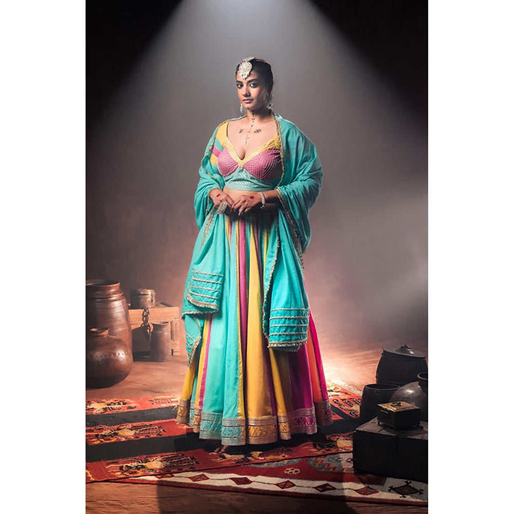 Taraasi Rang Rasiya Multicolor Mulmul Cotton Kalidar Ghaghara Skirt