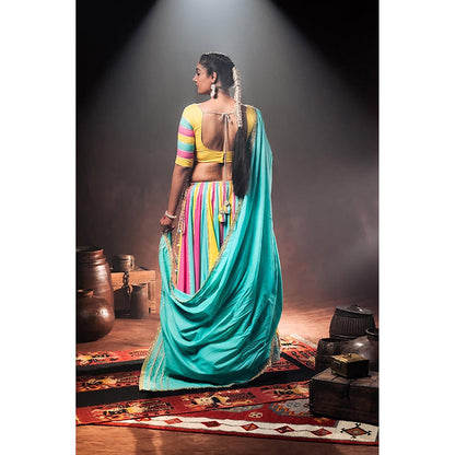 Taraasi Rang Rasiya Multicolor Mulmul Cotton Kalidar Ghaghara Skirt