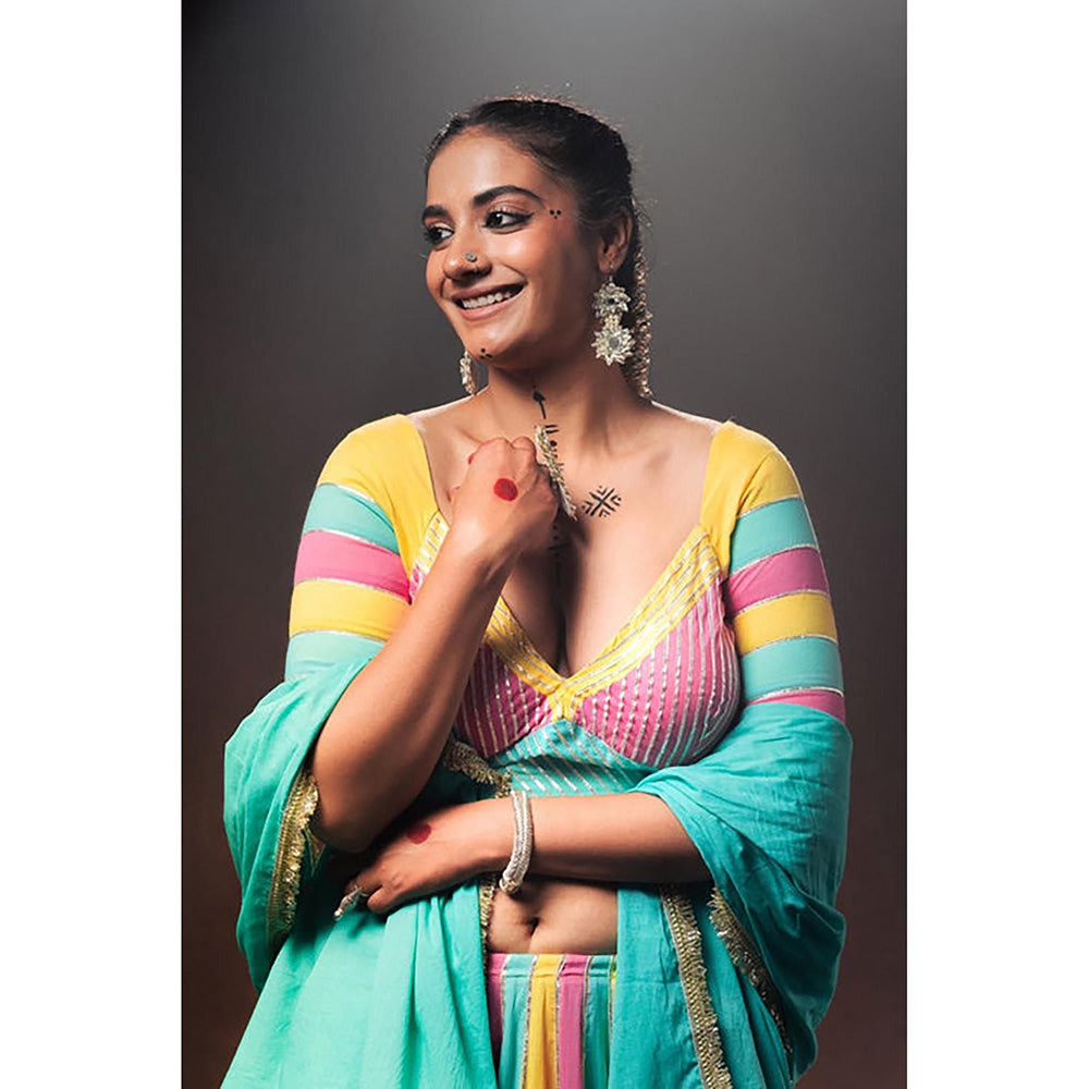 Taraasi Rang Rasiya Multicolor Mulmul Cotton Kalidar Ghaghara Skirt