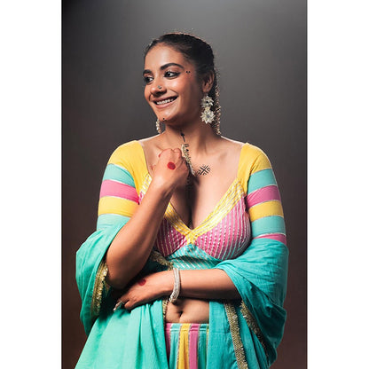 Taraasi Rang Rasiya Multicolor Mulmul Cotton Kalidar Ghaghara Skirt