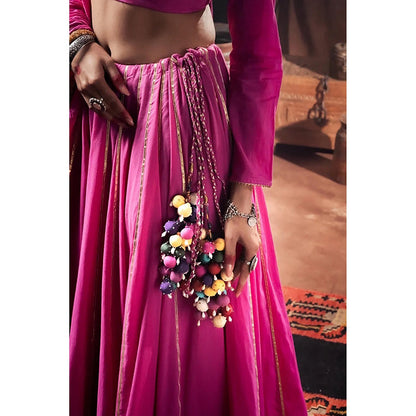 Taraasi Paaro Rani Pink Mulmul Cotton Kalidar Ghaghara Skirt