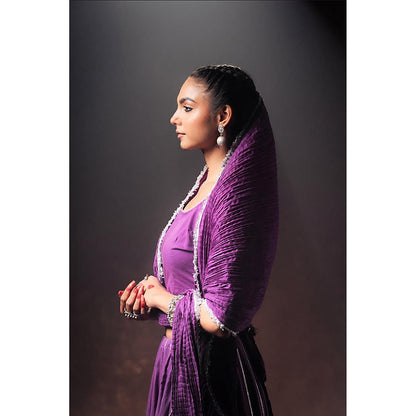 Taraasi Gulabi Jamun Purple Mulmul Cotton Kalidar Ghaghara Skirt