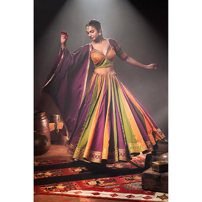 Taraasi Rangoli Multicolor Mulmul Cotton Kalidar Ghaghara Skirt