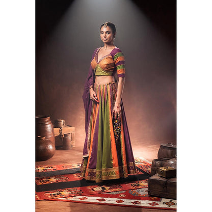 Taraasi Rangoli Multicolor Mulmul Cotton Kalidar Ghaghara Skirt