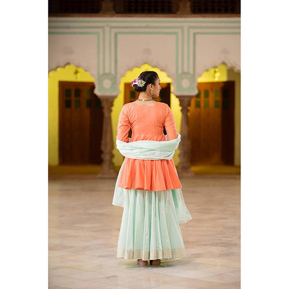 Taraasi BOOND' Coral Mulmul Cotton Kalidar Kurta