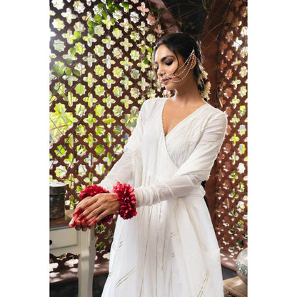 Taraasi Beebo Jaan' White Mulmul Cotton Anarkali