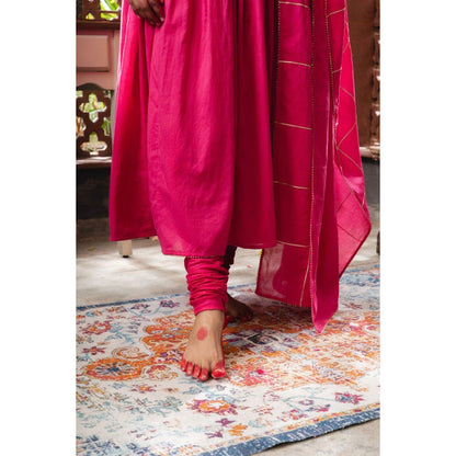 Taraasi Ittr-E-Gul' Rani Pink Mulmul Cotton Anarkali