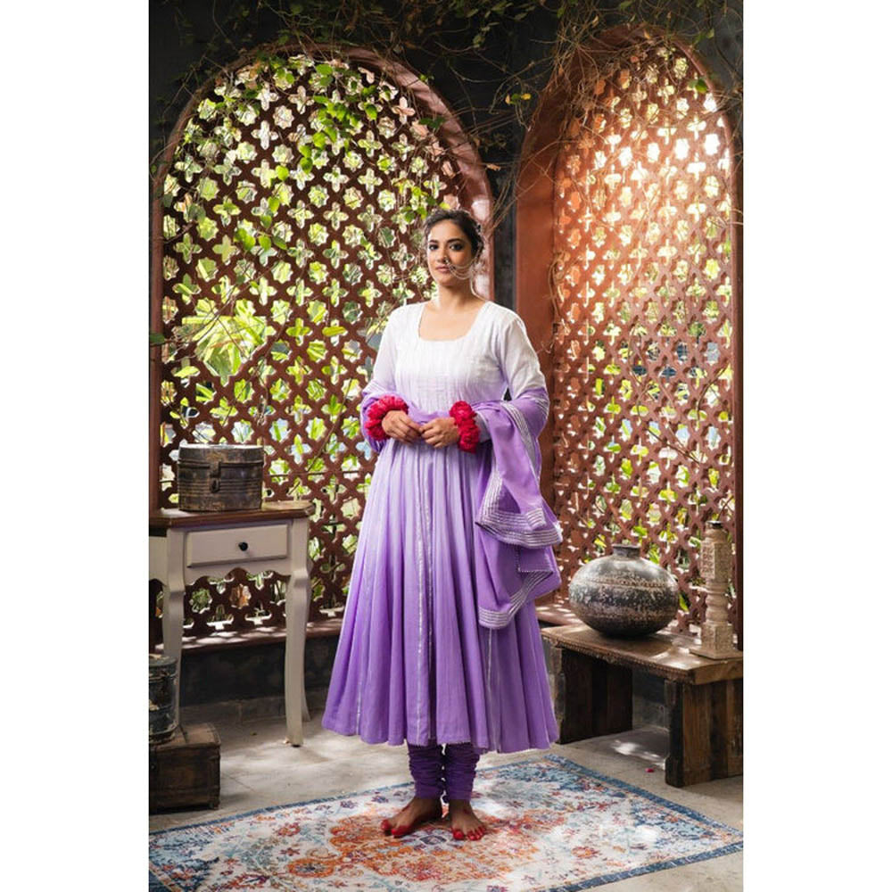Taraasi Ishqiya' Lavender Mulmul Cotton Anarkali
