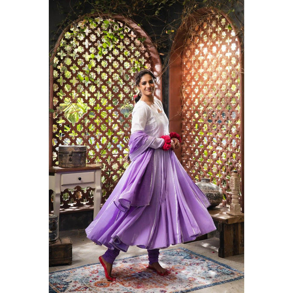 Taraasi Ishqiya' Lavender Mulmul Cotton Anarkali