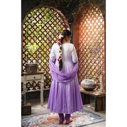 Taraasi Ishqiya' Lavender Mulmul Cotton Anarkali