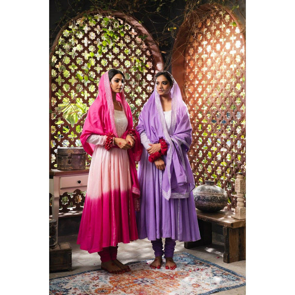 Taraasi Ishqiya' Lavender Mulmul Cotton Anarkali