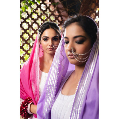 Taraasi Ishqiya' Lavender Mulmul Cotton Anarkali