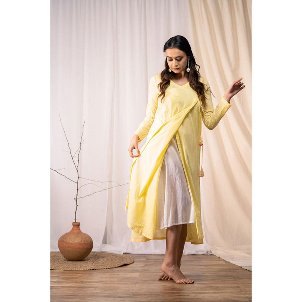 Taraasi Wrap Me In' Pastel Yellow Mulmul Cotton Dress